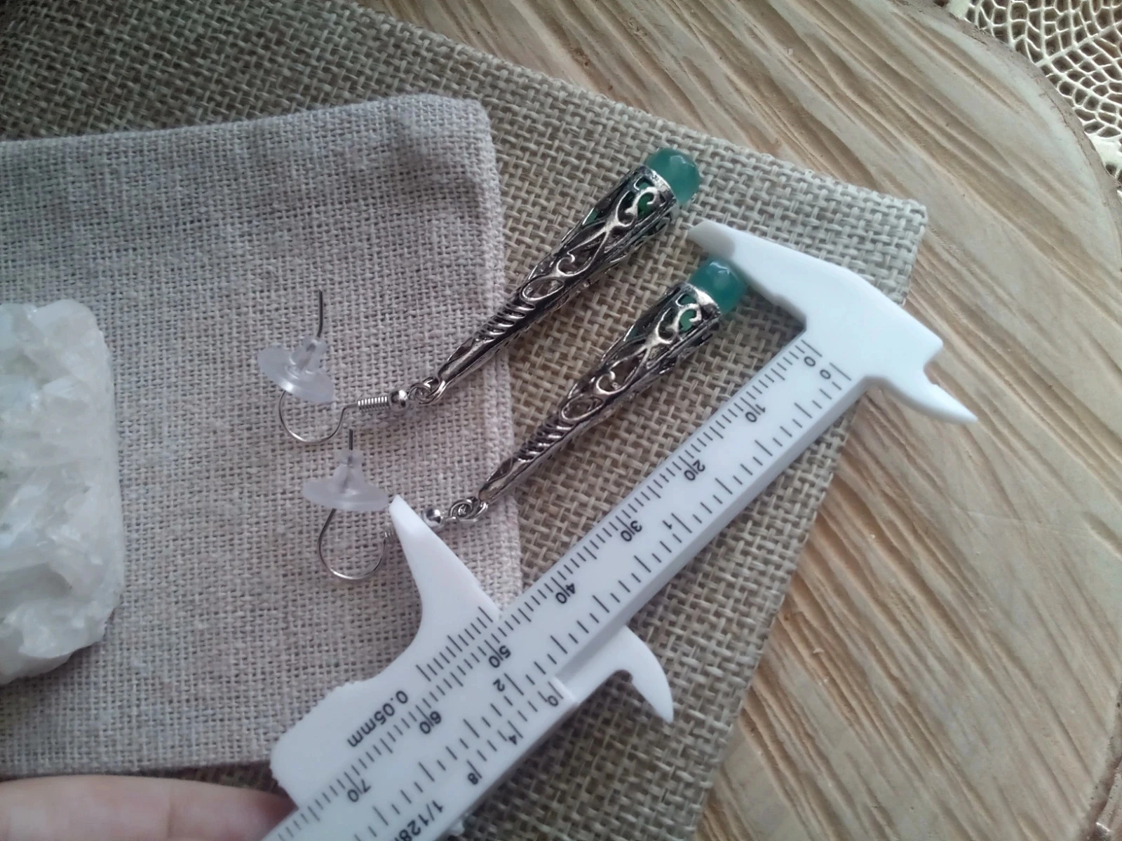 Boucles d'oreilles avec pierres de calcédoine verte – photo 3
